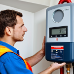 **

"A professional gas technician, fully clothed in work overalls and safety gear, carefully inspecting a gas meter in a residential home. The scene is well-lit, showing the technician with a focused expression, using tools. Background shows a clean, modern utility room. Safe for work, appropriate content, professional, perfect anatomy, correct proportions, natural pose, well-formed hands, proper finger count, natural body proportions."

**