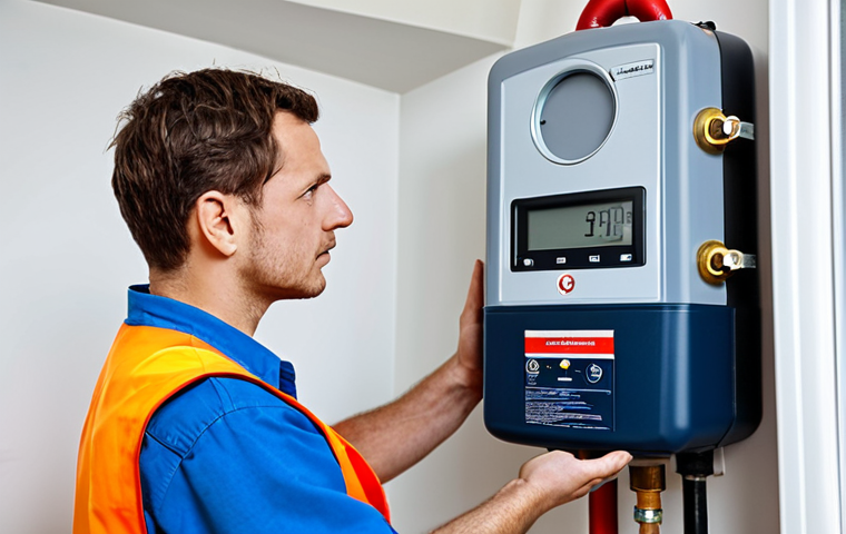 **
"A professional gas technician, fully clothed in work overalls and safety gear, carefully inspecting a gas meter in a residential home. The scene is well-lit, showing the technician with a focused expression, using tools. Background shows a clean, modern utility room. Safe for work, appropriate content, professional, perfect anatomy, correct proportions, natural pose, well-formed hands, proper finger count, natural body proportions."
**